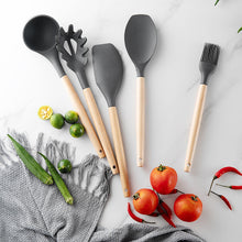 Load image into Gallery viewer, Silicone Kitchenware Cooking Utensils Set Non-stick Cookware Spatula Shovel Egg Beaters Wooden Handle Kitchen Cooking Tool Set CRAFTING business