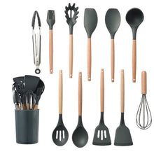 Load image into Gallery viewer, Silicone Kitchenware Cooking Utensils Set Non-stick Cookware Spatula Shovel Egg Beaters Wooden Handle Kitchen Cooking Tool Set CRAFTING business