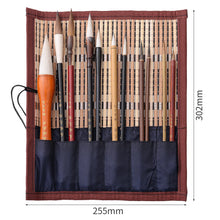 Load image into Gallery viewer, Chinese Calligraphy Brush Set Kanji Japanese Sumi Painting Drawing Artist Writing Brushes Roll-up Bamboo Brush Holder Pen Bag craft tool crafting