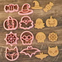 Load image into Gallery viewer, 8 PIECE Set Halloween Biscuit Mould Haloween Bat Pumpkin Ghost Skull Cookie Cutting Mold Fondant Cookie Cutter Baking Tool kitchenware