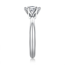 Load image into Gallery viewer, 1 Carat Moissanite Solitaire Engagement Ring with Certificate 925 Silver 18K White Gold Fine Jewelry custom handmade engrave