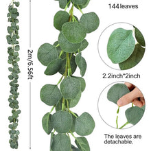 Load image into Gallery viewer, Eucalyptus Garland Artificial Faux Wall Decor Silver Dollar Greenery Leaves Vines Plant for Wedding Arch craft supplies party centerpiece table