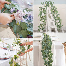 Load image into Gallery viewer, Eucalyptus Garland Artificial Garland Wall Decor Silver Dollar Eucalyptus Greenery Leaves Vines Plant Wedding Arch crafting material art