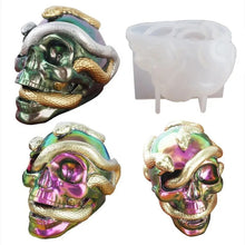 Load image into Gallery viewer, Skull Snake Head Mold Epoxy Resin DIY Silicone Molds Halloween Haunted Horror House Desk Decor Candle Mould art craft supply tool