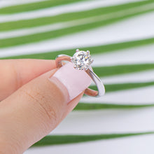 Load image into Gallery viewer, 1 Carat Moissanite Solitaire Engagement Ring with Certificate 925 Silver 18K White Gold Fine Jewelry custom handmade engrave