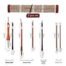 Load image into Gallery viewer, Chinese Calligraphy Brush Set Kanji Japanese Sumi Painting Drawing Artist Writing Brushes Roll-up Bamboo Brush Holder Pen Bag craft tool crafting