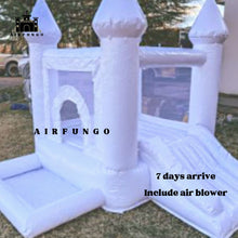 Load image into Gallery viewer, USED Soft Play Inflatable White Bounce House With Slide Ball Pit Party Used Inflatable Mini Bouncy Castle With Blower PARY SUPPLIES birthday babyshower holiday