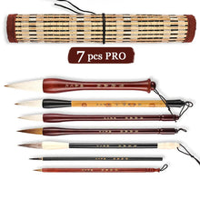 Load image into Gallery viewer, Chinese Calligraphy Brush Set Kanji Japanese Sumi Painting Drawing Artist Writing Brushes Roll-up Bamboo Brush Holder Pen Bag craft tool crafting