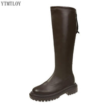 Load image into Gallery viewer, Winter Long Brand Women's Boots Knee High Luxury Chelsea Chunky Platform Shoes Zipper Round Toe