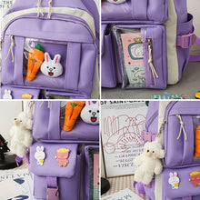 Load image into Gallery viewer, Sets Purple Colour Children's School Backpack Kawaii Women's Backpack Bookbag School Bags for Teens Girls Mochila
