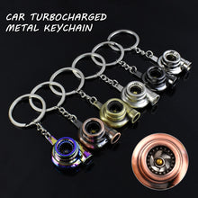 Load image into Gallery viewer, Car Turbo Turbocharger Keychain Zinc Alloy Metal Keyring Spinning Mini Turbine Key Ring Auto Pendant Creative for Women Men Gift
