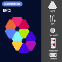 Load image into Gallery viewer, LED Triangle Wall Light USB Touch Night Light RGB Ambient Light Remote Control Indoor Game Room Bedroom Bedside Decorative Light