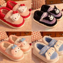 Load image into Gallery viewer, Plush Package Heel Cotton Slippers Cartoon Kuromi Cinnamoroll Kawaii Winter Warm Slippers Home Essential
