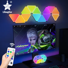 Load image into Gallery viewer, LED Triangle Wall Light USB Touch Night Light RGB Ambient Light Remote Control Indoor Game Room Bedroom Bedside Decorative Light