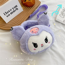 Load image into Gallery viewer, Kawaii Plush Bag Kuromi Melody Cinnamoroll Anime Stuffed Backpacks for Girls Doll Cartoon Crossbody Soft Toy for Children