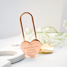 Load image into Gallery viewer, Personalized Custom engraved Metal Heart Shaped Padlock Rose Gold Heart-Shaped Love Lock With Key Engagement Wedding Valentine's Day Gift