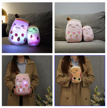 Load image into Gallery viewer, LED Light Up Boba Stuffed Plush Bubble Tea Pillow Cute Plushie Doll Cushion Plushy Colorful Night Lights Glowing Super Soft Gift