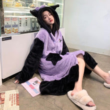 Load image into Gallery viewer, Winter Kawaii Pajamas Animation Kuromi Cinnamoroll My Melody Facecloth Plush Warm and Comfortable Pajama Pants Set