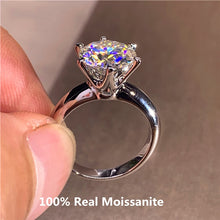 Load image into Gallery viewer, 0.5 - 5 Carat Round Moissanite Ring 6 Prongs Sterling Silver Plated 14K Gold High Clarity D Color Diamond Rings Woman Jewelry custom name engrave