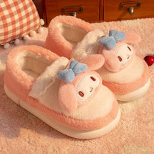 Load image into Gallery viewer, Plush Package Heel Cotton Slippers Cartoon Kuromi Cinnamoroll Kawaii Winter Warm Slippers Home Essential