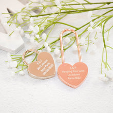Load image into Gallery viewer, Personalized Custom engraved Metal Heart Shaped Padlock Rose Gold Heart-Shaped Love Lock With Key Engagement Wedding Valentine's Day Gift