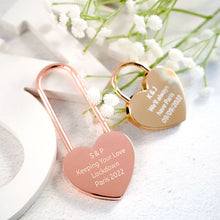 Load image into Gallery viewer, Personalized Custom engraved Metal Heart Shaped Padlock Rose Gold Heart-Shaped Love Lock With Key Engagement Wedding Valentine's Day Gift