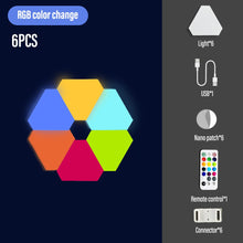Load image into Gallery viewer, LED Triangle Wall Light USB Touch Night Light RGB Ambient Light Remote Control Indoor Game Room Bedroom Bedside Decorative Light