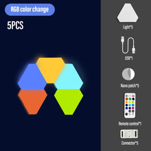 Load image into Gallery viewer, LED Triangle Wall Light USB Touch Night Light RGB Ambient Light Remote Control Indoor Game Room Bedroom Bedside Decorative Light