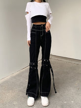 Load image into Gallery viewer, Weekeep Pockets Patchwork Baggy Jeans Fashion Streetwear 100% Cotton Women Denim Trouser Loose Cargo Pants Korean Jeans Harajuku