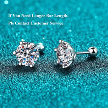 Load image into Gallery viewer, 0.5-2ct Moissanite Screw Stud Earrings D Color 925 Sterling Silver 6 Prong Diamond Earrings For Women Wedding Fine Jewelry custom design handcrafted handset stones