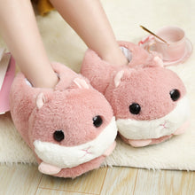 Load image into Gallery viewer, Hamster slipper pink brown gray Home Floor Soft animal Slippers Female slipper Girls Winter Warm Shoes cute warm