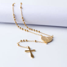 Load image into Gallery viewer, Jesus Christ Crucifix Necklace For Women 316L Stainless Steel Long Rosary Beads Necklace Virgin Mary Heart Necklaces
