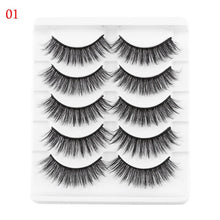 Load image into Gallery viewer, 5 Pairs 3D Faux Mink Hair False Eyelashes Wispies Fluffies Drama Eyelashes Natural Long Soft Handmade Cruelty-free Black Lashes