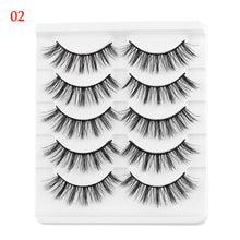 Load image into Gallery viewer, 5 Pairs 3D Faux Mink Hair False Eyelashes Wispies Fluffies Drama Eyelashes Natural Long Soft Handmade Cruelty-free Black Lashes