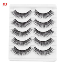 Load image into Gallery viewer, 5 Pairs 3D Faux Mink Hair False Eyelashes Wispies Fluffies Drama Eyelashes Natural Long Soft Handmade Cruelty-free Black Lashes