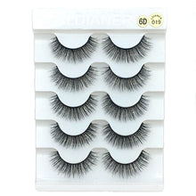 Load image into Gallery viewer, 5 Pairs 3D Faux Mink Hair False Eyelashes Wispies Fluffies Drama Eyelashes Natural Long Soft Handmade Cruelty-free Black Lashes