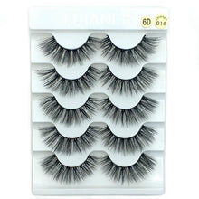 Load image into Gallery viewer, 5 Pairs 3D Faux Mink Hair False Eyelashes Wispies Fluffies Drama Eyelashes Natural Long Soft Handmade Cruelty-free Black Lashes