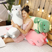 Load image into Gallery viewer, 1pc 70/90/120CM Cartoon Animal Dinosaur Unicorn Cat Plush Toys Stuffed Soft Long Sleeping Pillow Dolls Children Birthday Gift