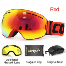 Load image into Gallery viewer, COPOZZ Ski Goggles with Case & Yellow Lens UV400 Anti-fog Spherical Ski Glasses Skiing Men Women Snow Goggles + Lens + Box Set