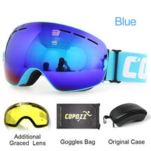 Load image into Gallery viewer, COPOZZ Ski Goggles with Case & Yellow Lens UV400 Anti-fog Spherical Ski Glasses Skiing Men Women Snow Goggles + Lens + Box Set