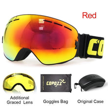 Load image into Gallery viewer, COPOZZ Ski Goggles with Case & Yellow Lens UV400 Anti-fog Spherical Ski Glasses Skiing Men Women Snow Goggles + Lens + Box Set