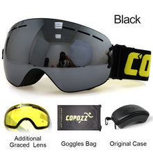 Load image into Gallery viewer, COPOZZ Ski Goggles with Case & Yellow Lens UV400 Anti-fog Spherical Ski Glasses Skiing Men Women Snow Goggles + Lens + Box Set