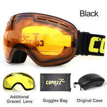 Load image into Gallery viewer, COPOZZ Ski Goggles with Case & Yellow Lens UV400 Anti-fog Spherical Ski Glasses Skiing Men Women Snow Goggles + Lens + Box Set