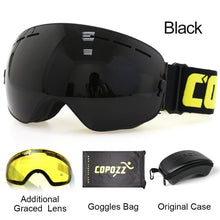 Load image into Gallery viewer, COPOZZ Ski Goggles with Case & Yellow Lens UV400 Anti-fog Spherical Ski Glasses Skiing Men Women Snow Goggles + Lens + Box Set