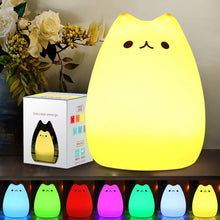 Load image into Gallery viewer, Cat Lamp Silicone LED Night Light For Baby Kids Children Bedroom Touch Sensor Remote Decoration Room Decor Holiday Gift Toy