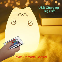 Load image into Gallery viewer, Cat Lamp Silicone LED Night Light For Baby Kids Children Bedroom Touch Sensor Remote Decoration Room Decor Holiday Gift Toy