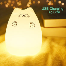 Load image into Gallery viewer, Cat Lamp Silicone LED Night Light For Baby Kids Children Bedroom Touch Sensor Remote Decoration Room Decor Holiday Gift Toy
