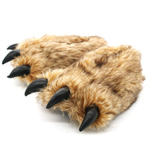 Load image into Gallery viewer, Home Warm Non-Slip Plush Tiger Claw Dinosaur Animal Claw Hand-Shaped Brush Cover Heel Men/ Women Couple Cotton Slippers Winter