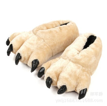 Load image into Gallery viewer, Home Warm Non-Slip Plush Tiger Claw Dinosaur Animal Claw Hand-Shaped Brush Cover Heel Men/ Women Couple Cotton Slippers Winter