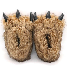Load image into Gallery viewer, Home Warm Non-Slip Plush Tiger Claw Dinosaur Animal Claw Hand-Shaped Brush Cover Heel Men/ Women Couple Cotton Slippers Winter